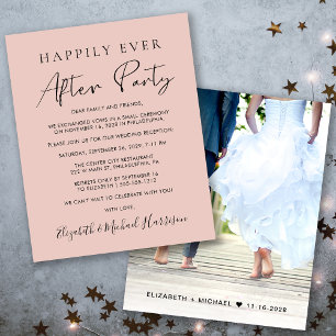 Budget Blush Pink Photo Wedding Reception Invite