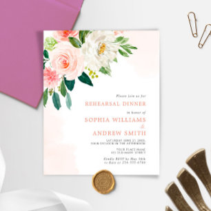 Budget Blush Pink Rose Rehearsal Dinner Invitation