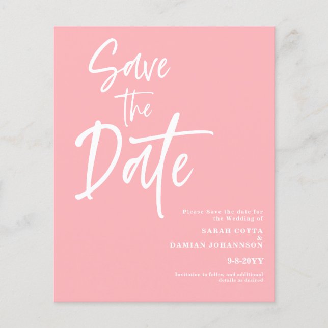 Budget Blush Pink Save the date Card (Front)