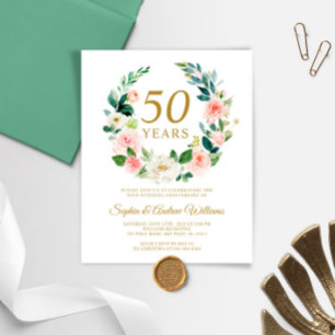 Budget Blush Pink Wedding Anniversary Invitation