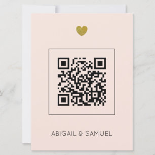 Budget Blush Pink Wedding Invitation with QR Code