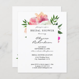 Budget Blush Pink & White Floral 1C Bridal Shower