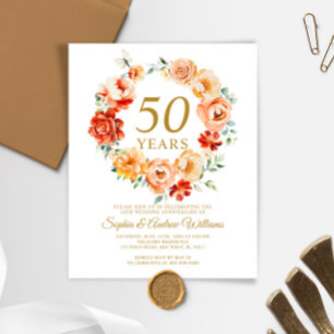 Budget Blush & Red 50th Anniversary Invitation