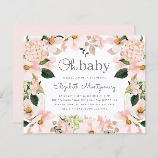 Budget Blush Spring Floral Wreath Oh Baby Shower (Front/Back)