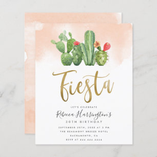 Budget Blush Watercolor & Cactus Fiesta Birthday