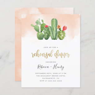 Budget Blush Watercolor & Cactus Rehearsal Dinner