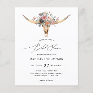Budget Bohemian Cow Skull Floral Bridal Shower