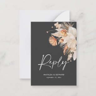 budget bohemian pampas grass RSVP reply Note Card