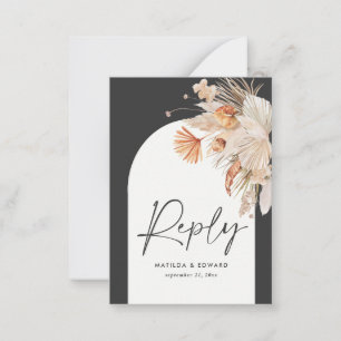budget bohemian pampas grass RSVP reply Note Card