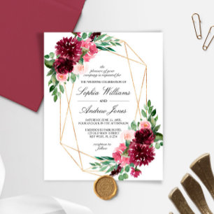 Budget Bohemian Rose Floral Wedding Invitation