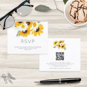 Budget Bohemian Sunflower Wedding QR Code RSVP