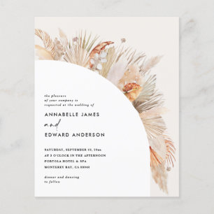 budget bohemian terracotta pampas grass wedding flyer
