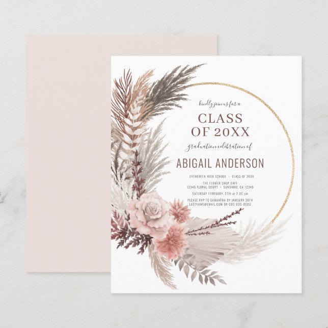 Budget Boho 2023 Grad Party Floral Invitation (Front/Back)