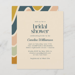 Budget Boho Abstract Wavy Teal Blush Bridal Shower