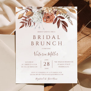 Budget Boho Autumn Floral Bridal Brunch Invitation