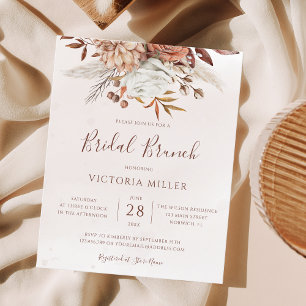 Budget Boho Autumn Floral Bridal Brunch Invitation