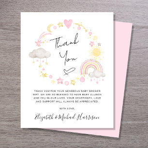 Budget Boho Baby Girl Shower Thank You Card
