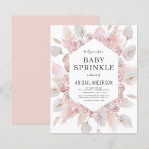 Budget Boho Baby Sprinkle Blush Pink Invitation