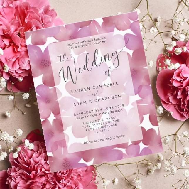 Budget Boho Blush Pink Floral Wedding Invitation (Creator Uploaded)