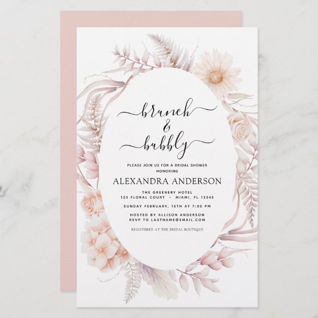 Budget Boho Brunch & Bubbly Bridal Shower (Front/Back)