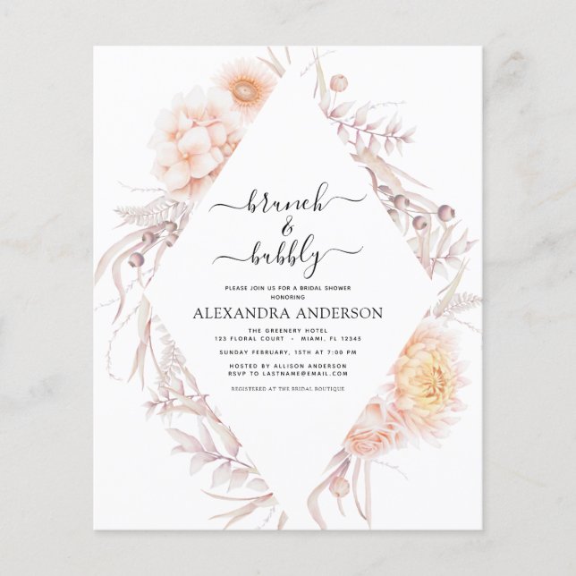 Budget Boho Brunch & Bubbly Bridal Shower  Flyer (Front)