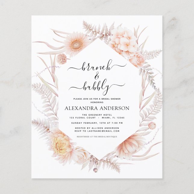 Budget Boho Brunch & Bubbly Bridal Shower  Flyer (Front)