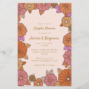 Budget Boho Burnt Orange Floral Couples Shower