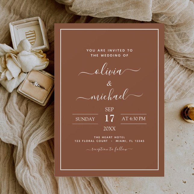 Budget Boho Burnt Orange Wedding Invitation (Creator Uploaded)