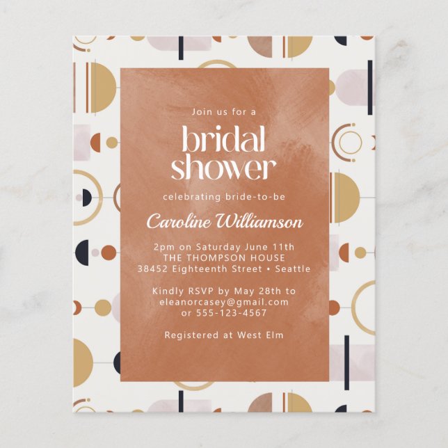 Budget Boho Celestial Terracotta Bridal Shower  (Front)