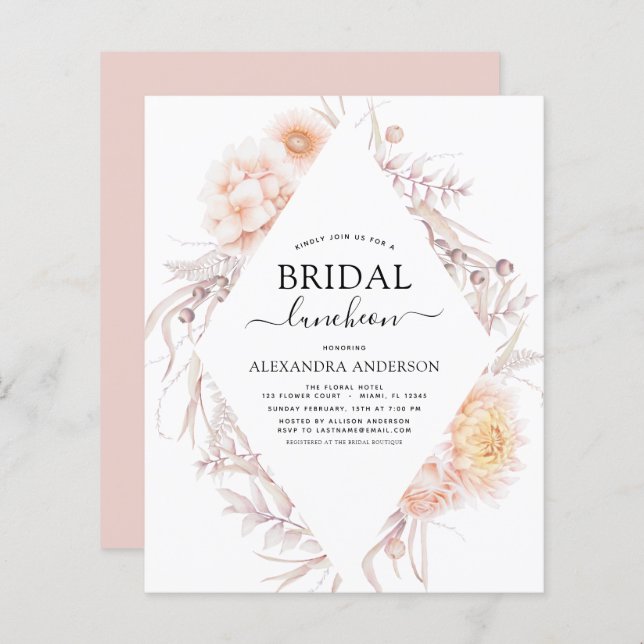 Budget Boho Chic Bridal Luncheon Dusty Pink Desert (Front/Back)