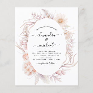 Budget Boho Chic Dusty Pink Desert Wedding Flyer