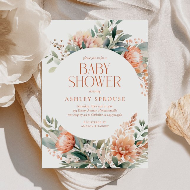 Budget Boho Chic Floral Botanical Baby Shower Invitation (Creator Uploaded)