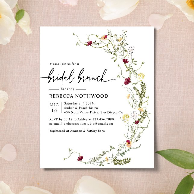 Budget Boho Chic Floral Bridal Brunch Invitation  (Creator Uploaded)