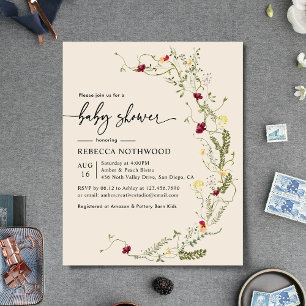 Budget Boho Chic Wildflower Baby Shower Invitation