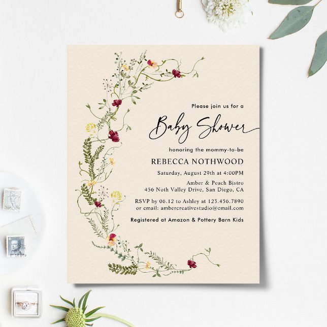 Budget Boho Chic Wildflower Baby Shower Invitation (Creator Uploaded)
