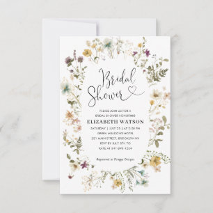 Budget Boho Chic Wildflower Floral Bridal Shower Card