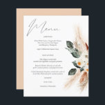 Budget Boho Copper Pampas & Beige Floral Menu<br><div class="desc">** SATIN PAPER IS PAPER THIN. UPGRADE THE PAPER FOR A THICKER PAPER. HAS AN OPTION FOR ENVELOPES. *** Save money on formal invitations with this smaller invitation that has an option for envelopes. Get your guests ready for the amazing wedding with this Boho Bohemian Copper Pampas Grass & Beige...</div>