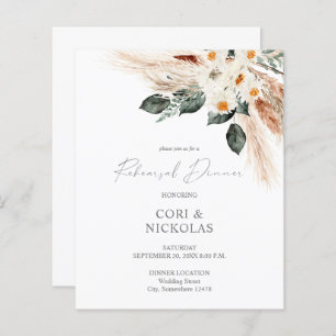 Budget Boho Copper Pampas Floral Rehearsal Dinner