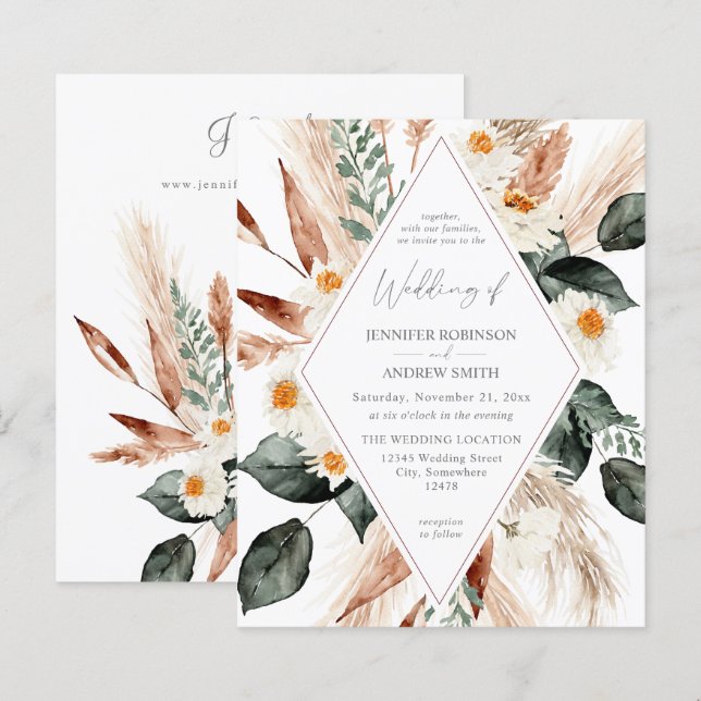 Budget Boho Copper Pampas Grass Wedding V3 (Front/Back)