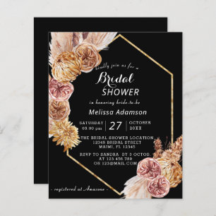 Budget Boho Desert Black Bridal Shower Invitation