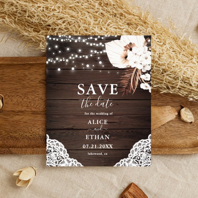 Budget Boho Dried Palm Leave Wedding Save The Date Flyer (Creator Uploaded)