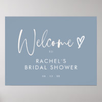 Budget Boho Dusty Blue Bridal Shower Welcome Sign