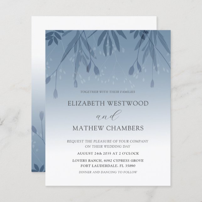 Budget Boho Dusty Blue Pressed Foliage Wedding  (Front/Back)