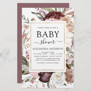 Budget Boho Dusty Pink Burgundy Baby Shower