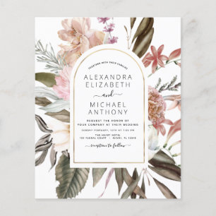 Budget Boho Dusty Pink Burgundy Wedding Invitation Flyer