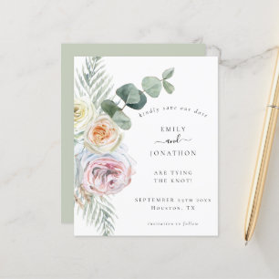 Budget Boho Eucalyptus Florals Wedding Save Date