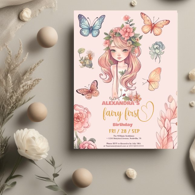 Budget Boho Fairy First Girl's 1st Birthday Flyer (Creator Uploaded)