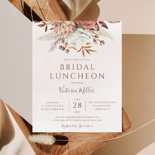 Budget Boho Fall Floral Bridal Luncheon Invitation