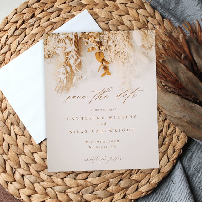 Budget Boho Fall Flowers Wedding Save The Date Flyer (Creator Uploaded)