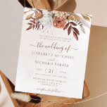 Budget Boho Fall Terracotta Floral Wedding Invite<br><div class="desc">Modern bohemian style budget wedding invitation featuring watercolor flowers and fall leaves in earthy tones like rust brown,  burnt orange and terracotta. Perfect choice for autumn weddings.</div>